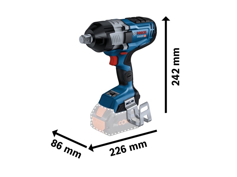 Akumulatorski udarni vijačnik Bosch GDS 18V-1600 HC, 18V, 1600Nm, 3.2kg 06019M1002